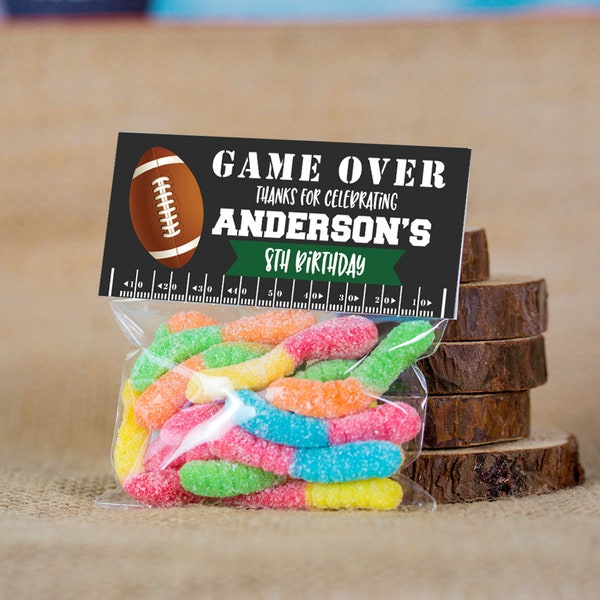 Football Favor Bag Topper in Green - Printable Football Birthday Party Favor Bag - Instant Download Football Party Favor Bag Personalized