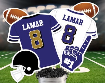 Football Centerpieces in Purple Black, Printable Football Centerpieces, Instant Download Purple Football Banquet Centerpieces