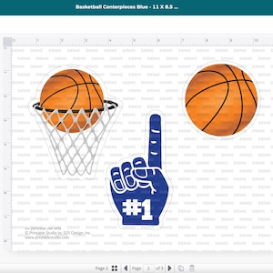 Blue Basketball Party Centerpieces: Printable Birthday Decor (Digital Download) image 7