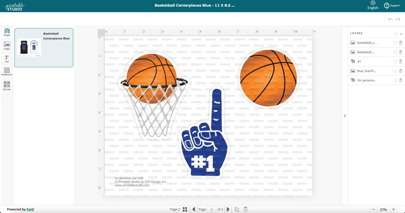 Blue Basketball Party Centerpieces: Printable Birthday Decor (Digital Download) image 7