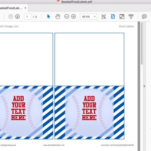 Baseball Party Food Labels INSTANT DOWNLOAD Baseball Food Labels ...