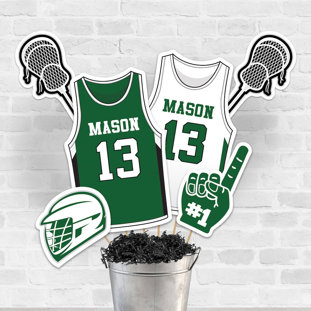 Lacrosse Centerpieces in Green, Printable Lacrosse Party Centerpieces
