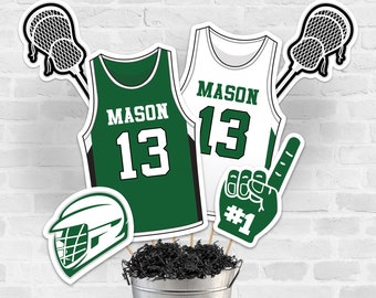 Lacrosse Centerpieces in Green, Printable Lacrosse Party Centerpieces, Lacrosse Banquet Decorations in Green Lacrosse Fundraiser Decorations