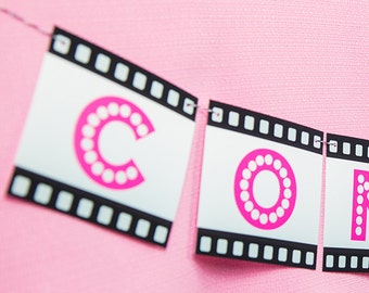 Concessions Banner for Movie Party, Instant Download Pink Concessions Banner, Printable Concessions Banner in Pink