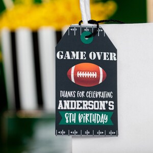 Football Favor Tags in Green - Printable Football Birthday Party Favor Tags - Instant Download Football Favor Tags - Football Thank You Tags