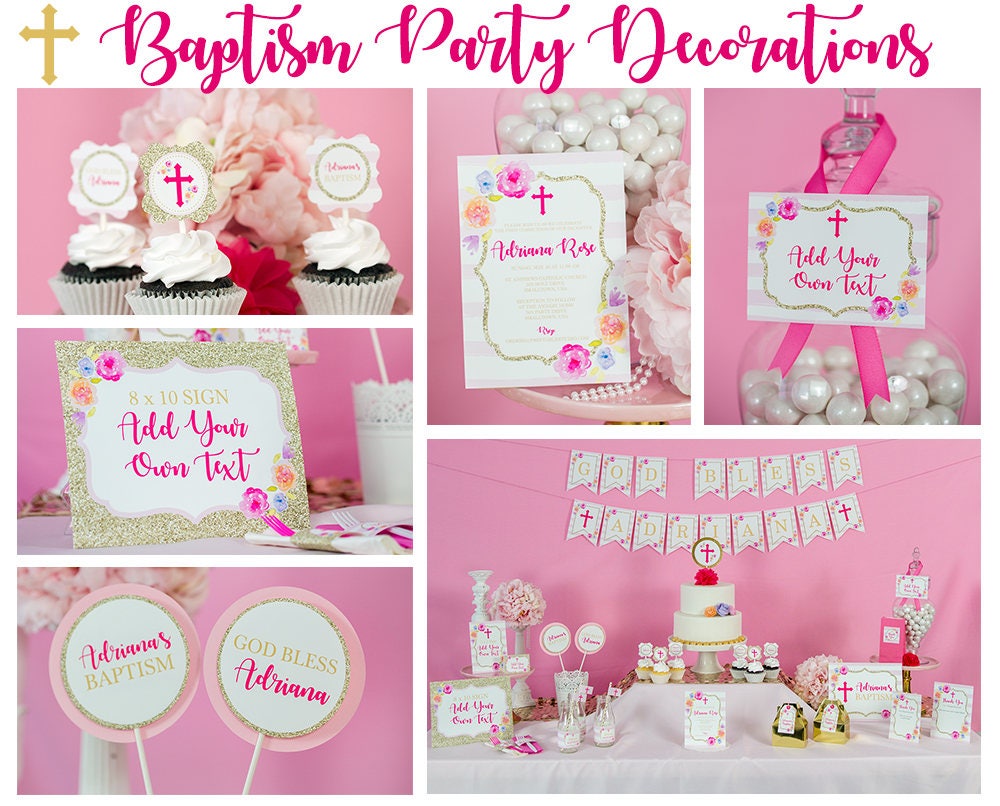 Creative Party Wimpelkette Mit Aufschrift „On Your Christening“ – Geprägt, Pink, Für Taufe & Feiern