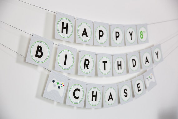 Gamer Party Birthday Banner Instant Download Video Game Etsy