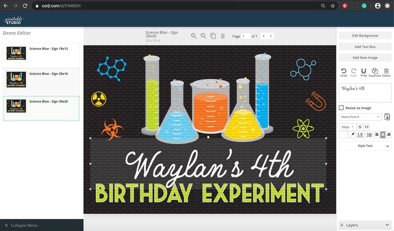 Science Party Sign - Instant Download X-large Science Party Backdrop ...
