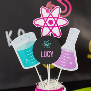 Science Birthday Centerpieces, Girls Science Party Centerpieces, Science Lab Table Decorations, Printable Science Party Centerpieces