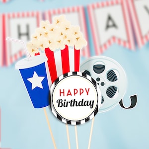 Movie Birthday Centerpieces, Movie Party Cutouts,  Movie Party Table Decorations, Movie Party Photo Booth by Printable Studio