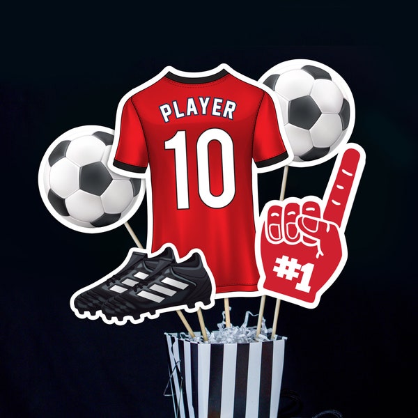 Soccer Centerpieces in Red Printable Football Centerpieces in Red Instant Download Soccer Table Decorations Red Soccer Banquet Decor