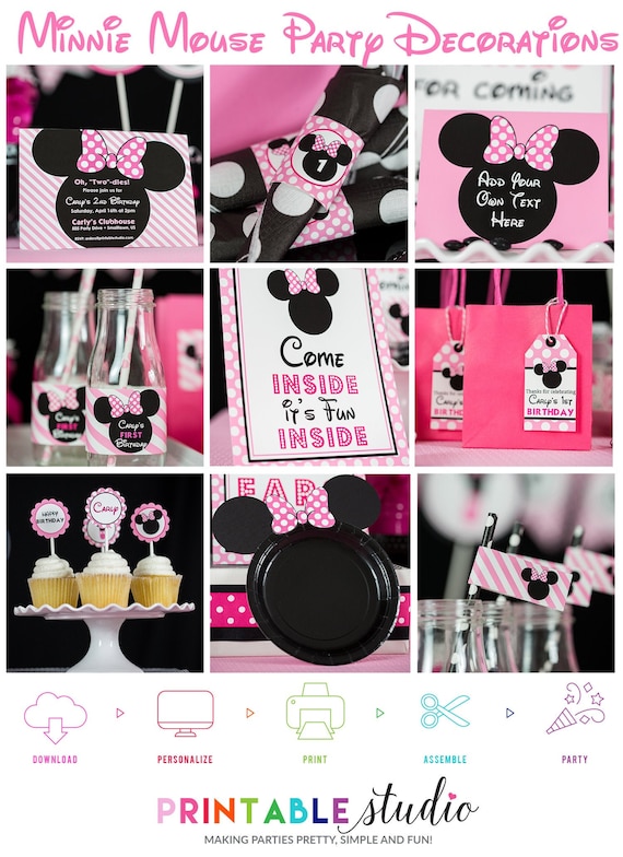 Minnie Mouse Birthday Decorations Pink Minnie Mouse Party Etsy
