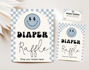 Diaper Raffle Sign and Matching Card for Little Dude Baby Shower  (Digital Download)