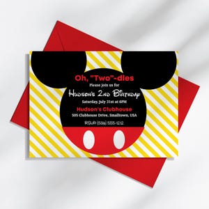 Mickey Invitation, Instant Download Mickey Invitation, Oh Twodles birthday party invitation - Mickey Mouse Party Invitation