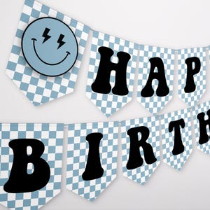 青い One Happy Dude 誕生日バナー、印刷可能な One Happy Dude 誕生日バナー、即時ダウンロードの Happy Dude バナー、青い One Happy Dude