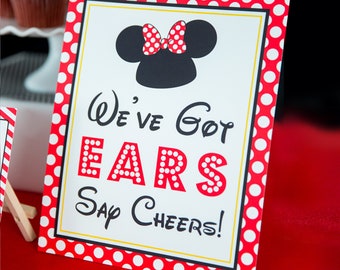 We've Got Ears Say Cheers Sign - Instant Download Red Minnie Mouse Party Sign - Printable Minnie Mouse Sign by Printable Studio