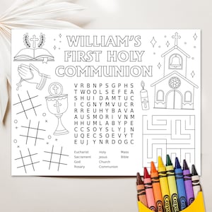Communion Coloring Page, First Communion Placemat, Communion Activity Page First Communion Party Activities Printable Communion