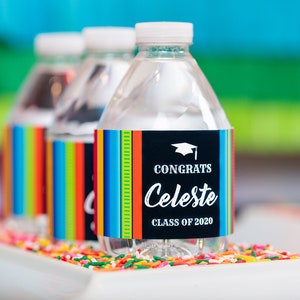 Graduation Fiesta Water Labels, Printable Fiesta Party Drink Label, Instant Download Graduation Water Label, Graduation Party Water Bottles