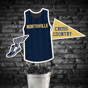 Track Banquet Centerpieces in Navy Gold Printable Track & Field Centerpieces Navy Blue Track and Field Centerpieces Cross Country Banquet