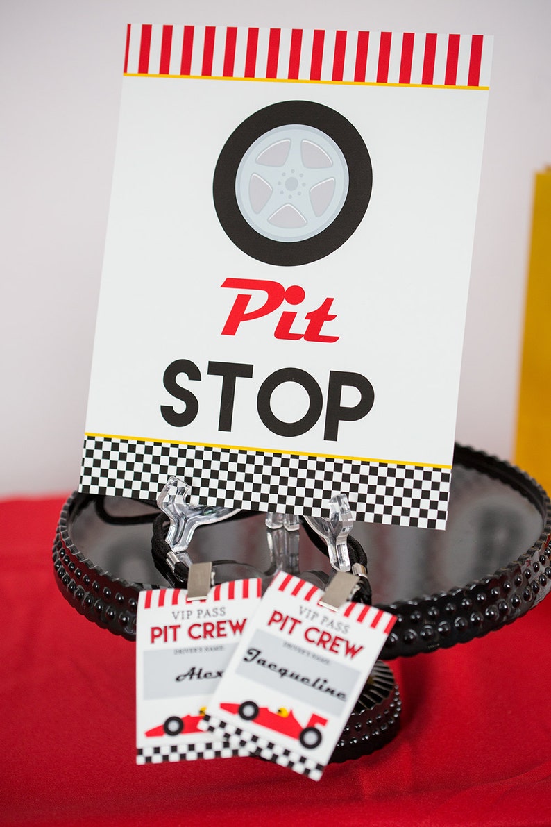 Pit Stop Sign Instant Download Race Car Party Pit Stop Sign Red Race Car Birthday Party Sign by Printable Studio image 2