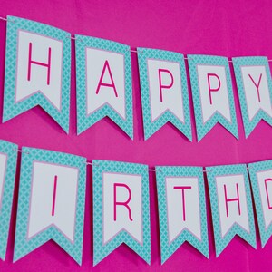 Spa Birthday Banner,  Instant Download Spa Party Printable Banner, Editable Spa Party Banner in Pink & Teal