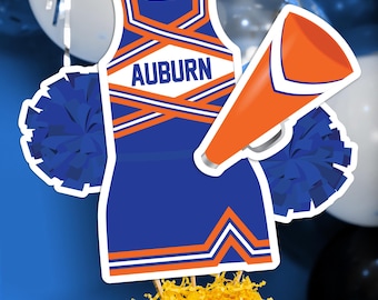Cheerleading Centerpieces in Blue Orange Printable Cheer Centerpieces Royal Blue Orange Cheer Table Decorations Cheer Banquet Decor