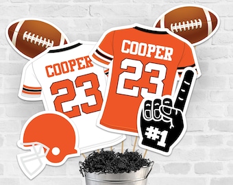 Orange Football Centerpieces Black Orange Printable Football Birthday Party Centerpieces Instant Download Orange Football Table Decorations