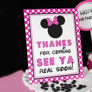 Thanks for Coming See Ya Real Soon Pink Minnie Sign - Instant Download Minnie Mouse Party Sign - Printable Minnie Mouse Signs