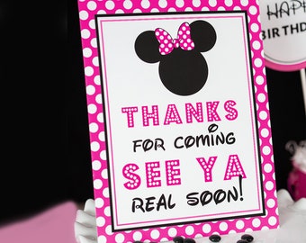 Thanks for Coming See Ya Real Soon Pink Minnie Sign - Instant Download Minnie Mouse Party Sign - Printable Minnie Mouse Signs