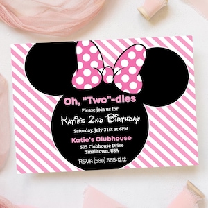 Pink Minnie Mouse Invitation - Printable Minnie Invitation - Oh Twodles birthday party invitations - Minnie Invitation by Printable Studio