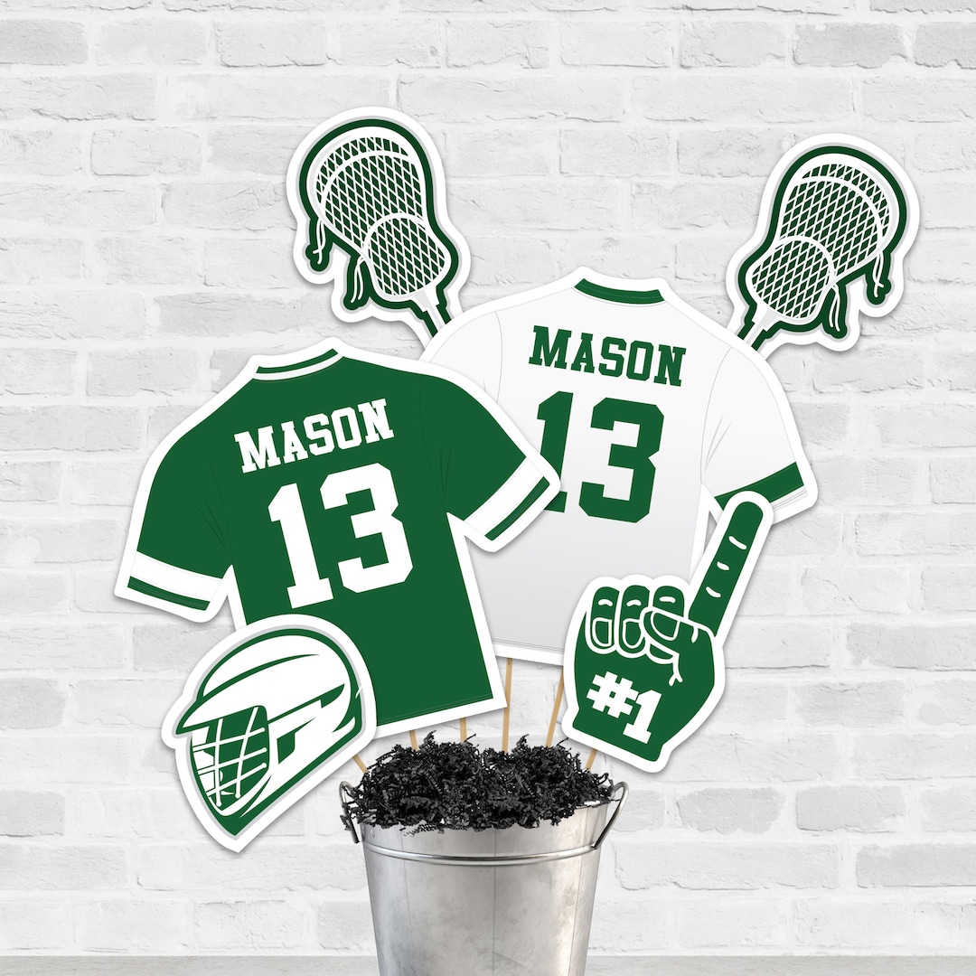 Lacrosse Centerpieces in Green, Printable Lacrosse Party Centerpieces