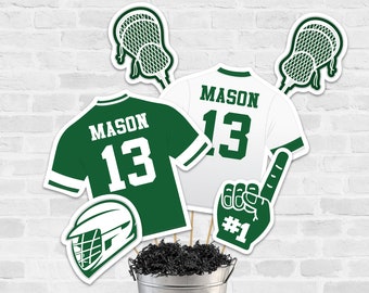 Lacrosse Centerpieces in Green, Printable Lacrosse Party Centerpieces, Lacrosse Banquet Decorations in Green Lacrosse Fundraiser Decorations
