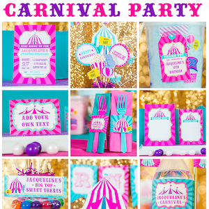 Carnival Theme Party Decorations in Pink Printable Carnival Party - Circus Party Decorations Pink Purple Circus Party Girls Carnival Party