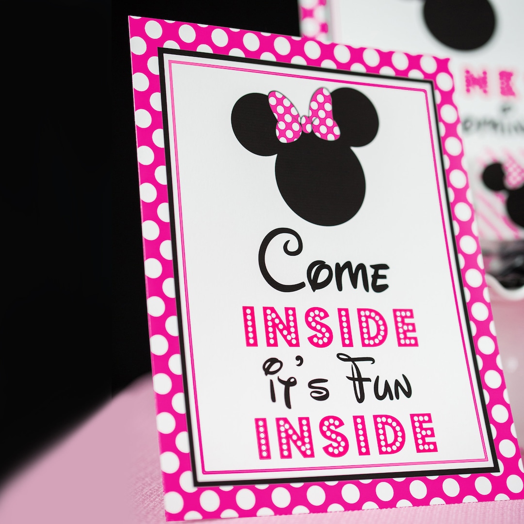 Come Inside It's Fun Inside Sign - Instant Download Hot Pink Minnie ...