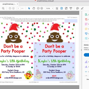 Emoji Christmas Party Invitation Printable Emoji Christmas Invitation Party Pooper Invitation by Printable Studi image 2