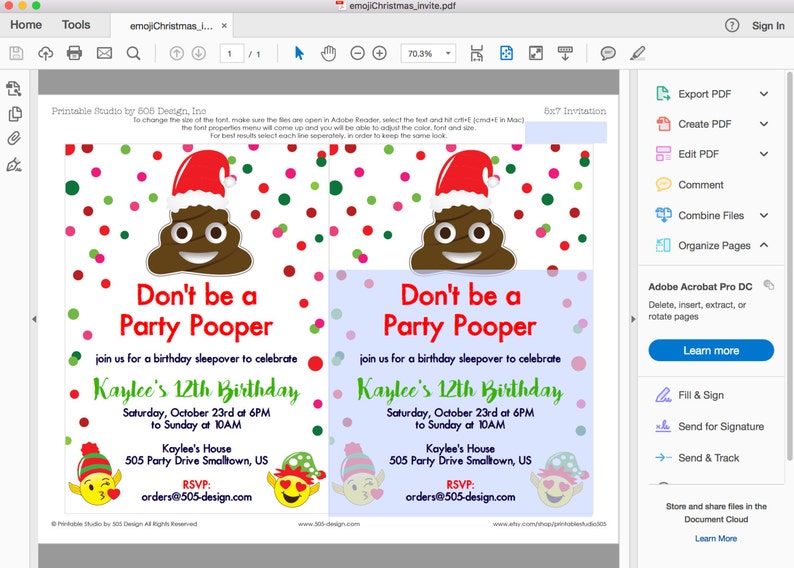 Emoji Christmas Party Invitation Printable Emoji Christmas Invitation Party Pooper Invitation by Printable Studi image 2