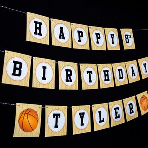 Basketball Birthday Banner - Instant Download Basketball Happy Birthday Banner - Printable Basketball Party Banner by Printable Studio