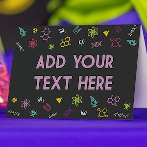 Etiquetas de alimentos para festa científica em rosa - Placas de mesa de buffet científico - Etiquetas de mesa de doces científicos para download instantâneo por Printable Studio