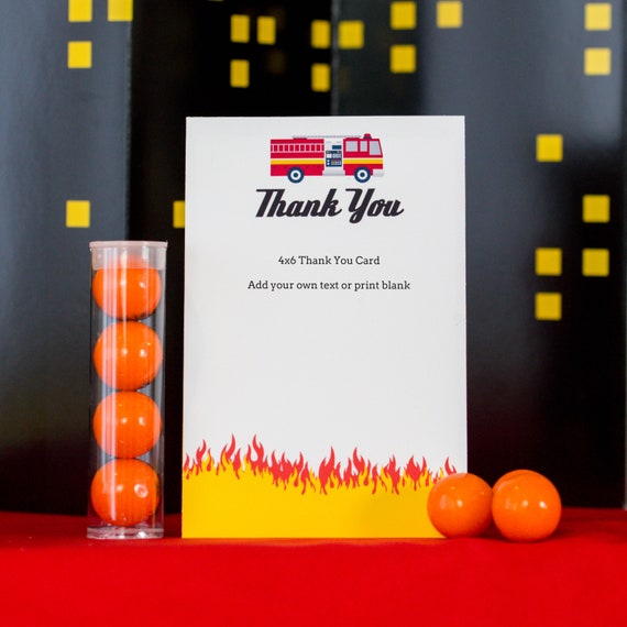 Fireman Thank You Card Fireman Party Thank You Cards Printable 