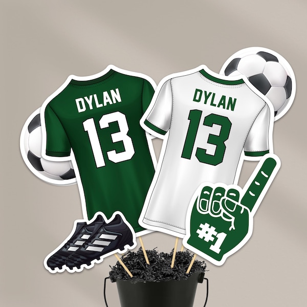 Soccer Centerpieces in Green, Dark Green Soccer Banquet Table Decorations (digital file)