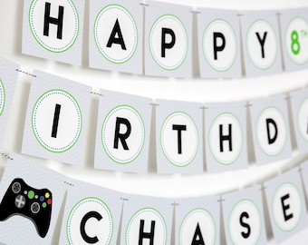 Video Game Birthday Banner, Instant Download Gamer Party Banner, Editable Video Game Birthday Banner