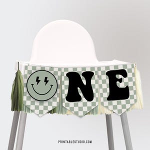 ONE Happy Dude Banner in Sage Green Printable Green Happy Dude ONE Banner One Happy Dude High Chair Banner ONE Happy Dude Birthday
