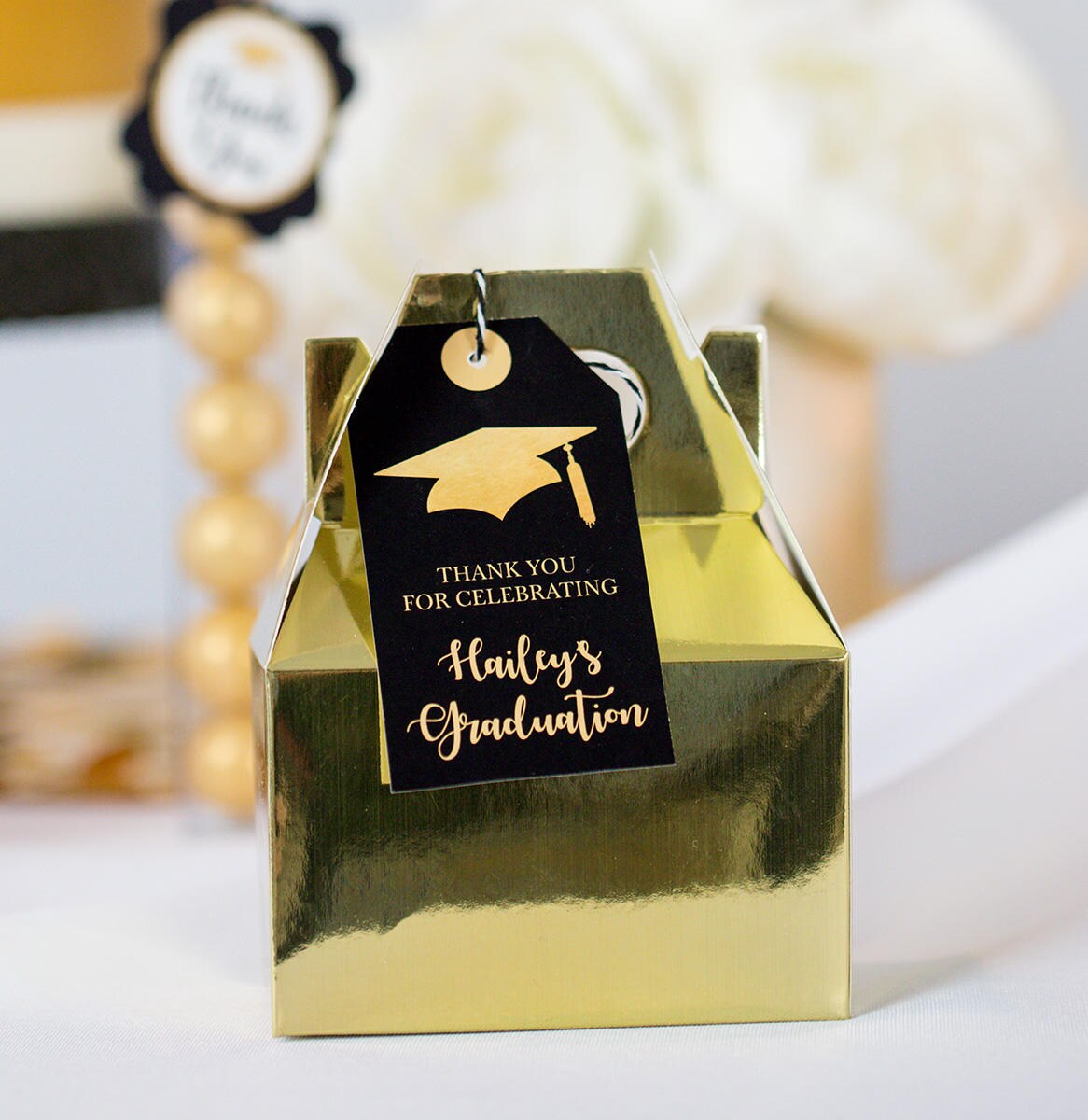 Graduation Party Favor Tags INSTANT DOWNLOAD Black and Gold Etsy