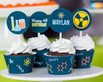 Science Cupcake Topper - Instant Download Science Party Cupcakes -  Printable Scientist Cupcakes - Mad Scientist Cupcakes - Science party