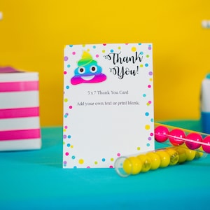Emoji Party Pooper Thank You Card - Emoji Party Thank You Card ...