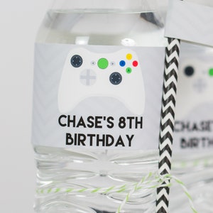 Video Game Party Printable Drink Labels - Video Game Water Bottle Label White Remote - Gamer Party Drink Label by Printable Studio