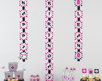 Ninja Girl Birthday Banner - Instant Download Girls Ninja Banner - Ninja Banner in Pink - Pink Ninja Birthday Banner by Printable Studio