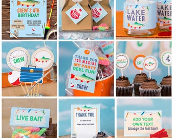 Decoraciones para fiestas de cumpleaños de pesca, descarga instantánea de decoraciones para fiestas de pesca, decoraciones para fiestas O'Fishy ONE de Printable Studio