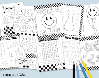 One Happy Dude Coloring Pages & Activity Pack, Canva Template 8014 (Digital File)