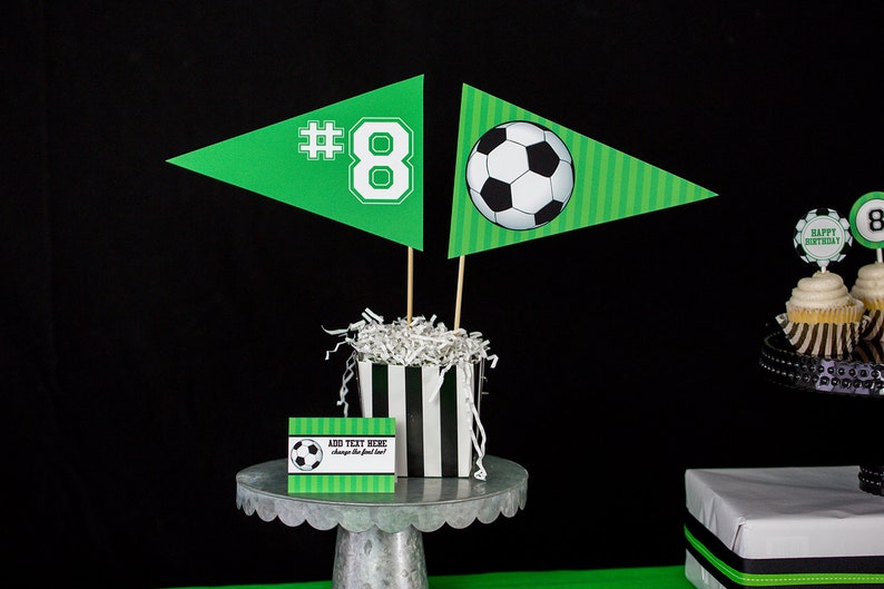 Soccer Centerpiece Flags by Printable Studio Instant Download Soccer Party Table Decorations Soccer Party Centerpiece